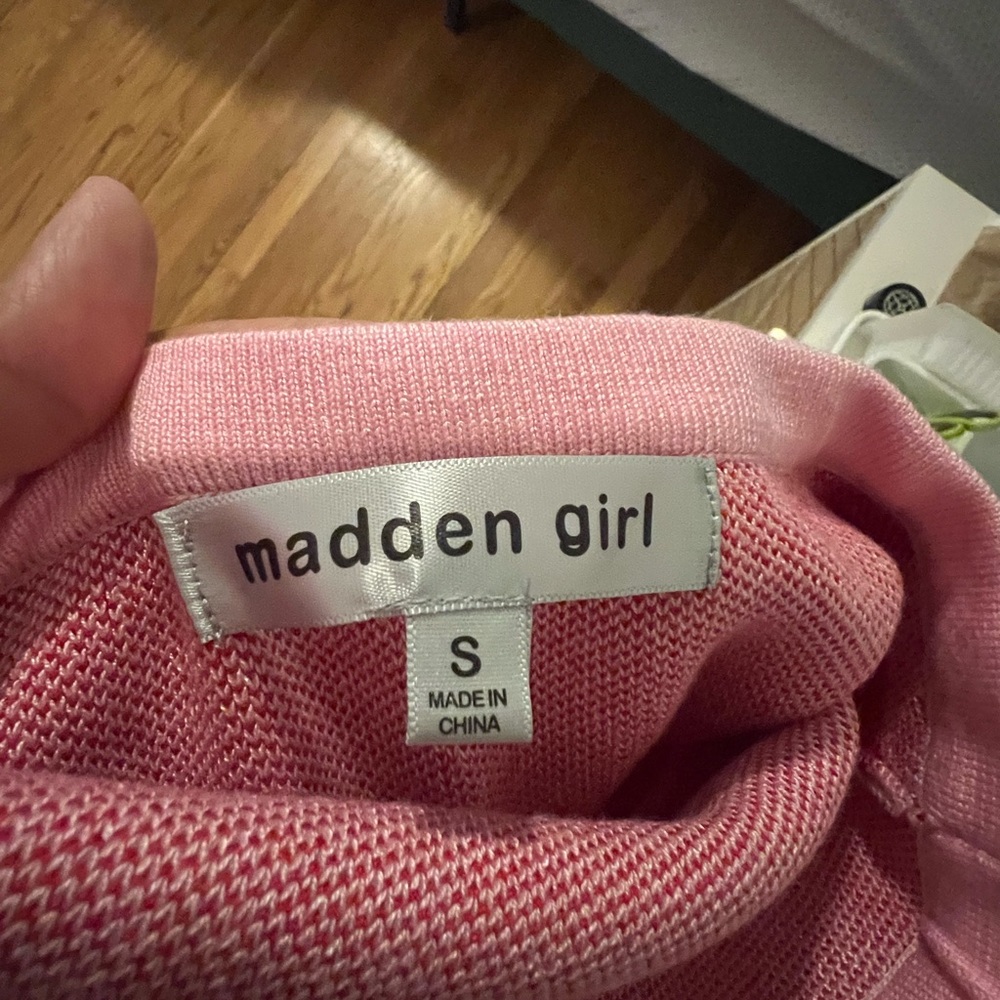 Madden Girl Pink Midi Skirt with Red Lip Print - Picture 2 of 2